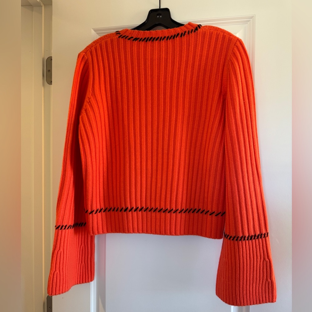 Orange Ribbed Crew Neck Sweater - Picture 2 of 3